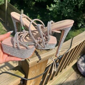 Elegant Silver Strappy Heels